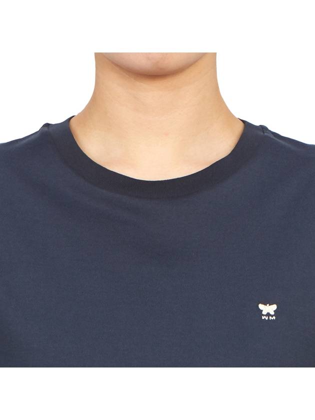 Deodara Side Slit Cotton Short Sleeve T-Shirt Navy - MAX MARA - BALAAN 6