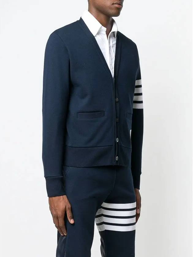 Classic V-Neck 4 Bar Stripe Cardigan Navy - THOM BROWNE - BALAAN 5