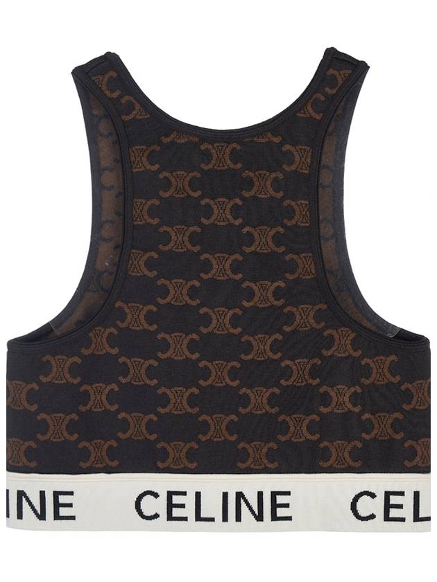 Triomphe Monogram Silk Cotton Bra Top Brown - CELINE - BALAAN 3