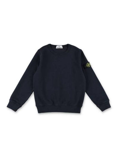 Kids Wappen Patch Organic Cotton Fleece Sweatshirt Navy - STONE ISLAND - BALAAN 1