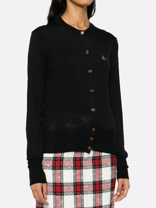 Bea Embroidered Logo Cardigan Black - VIVIENNE WESTWOOD - BALAAN 3