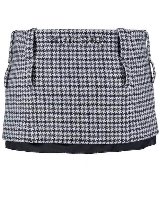 Houndstooth Check Mini A-Line Skirt White Black - MIU MIU - BALAAN 3