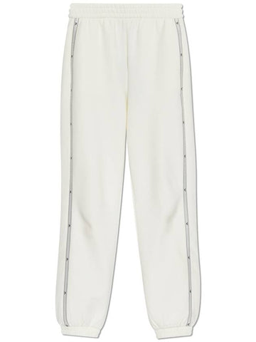 Emporio Armani Sweatpants With Side Stripes, Women's, Cream - EMPORIO ARMANI - BALAAN 1