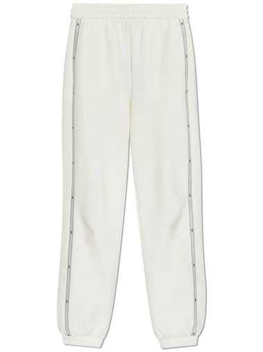 Emporio Armani Sweatpants With Side Stripes, Women's, Cream - EMPORIO ARMANI - BALAAN 1