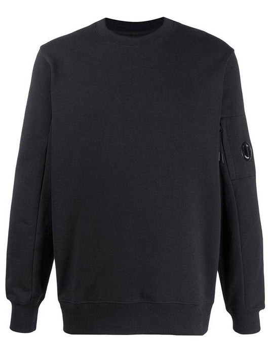 Pocket Lens Neck Logo Sweatshirt Black - CP COMPANY - BALAAN.