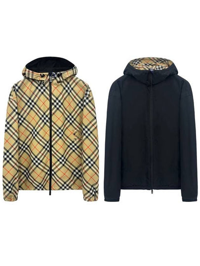 Check Reversible Zip-Up Hoodie Beige - BURBERRY - BALAAN 2