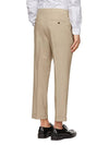 Men's Waist Banding Slacks Beige - AMI - BALAAN.