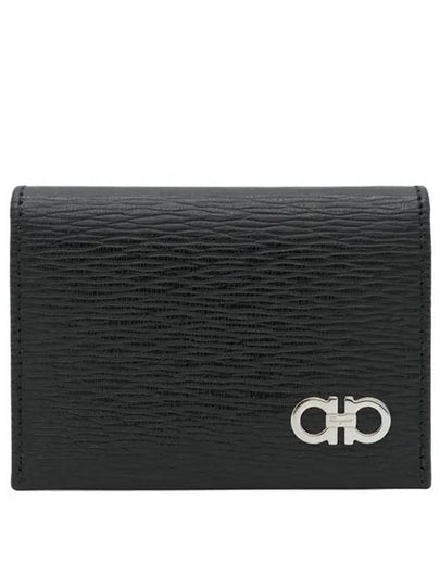 Salvatore Revival Gancini Bicolor Card Wallet Black - SALVATORE FERRAGAMO - BALAAN 2