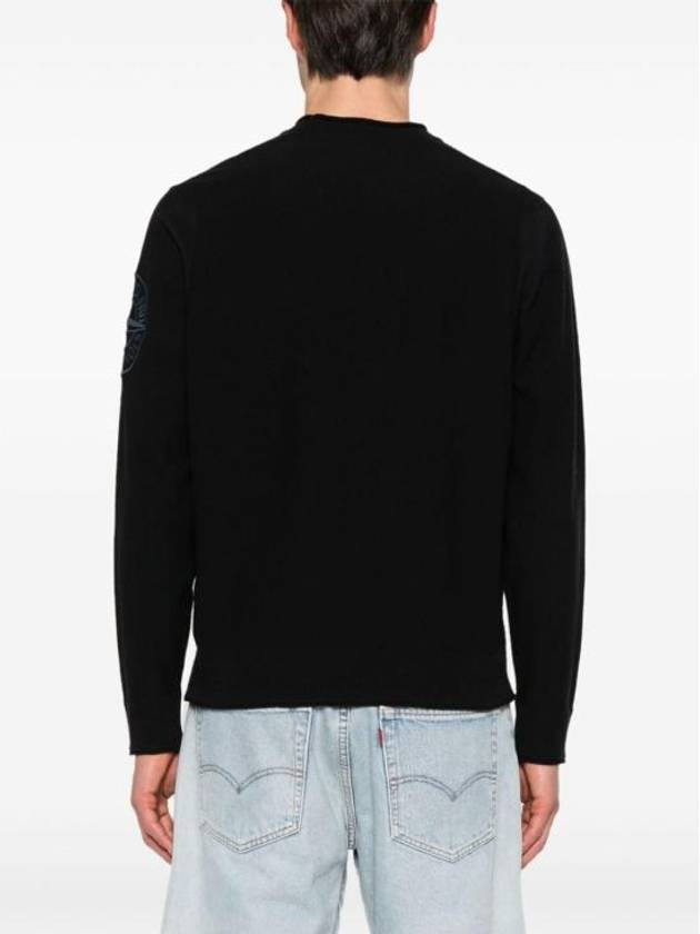 Compass Embroidered Crew Neck Organic Cotton Knit Top Navy - STONE ISLAND - BALAAN 5