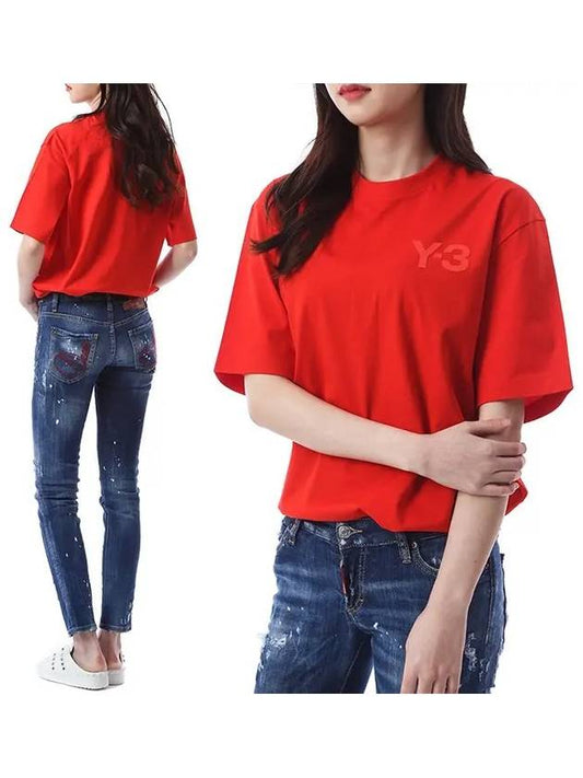 Y 3 M CL C TEE Logo Patch Women's Round T-Shirt FN3360 - YOHJI YAMAMOTO - BALAAN 1