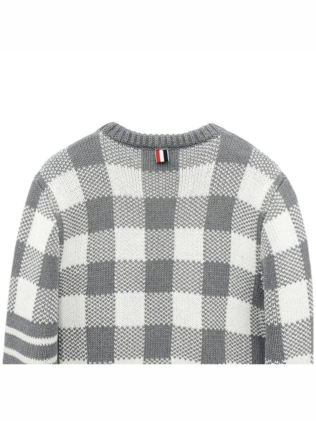 Men's 4 Bar Gingham Check Jacquard Knit Top Grey - THOM BROWNE - BALAAN 6