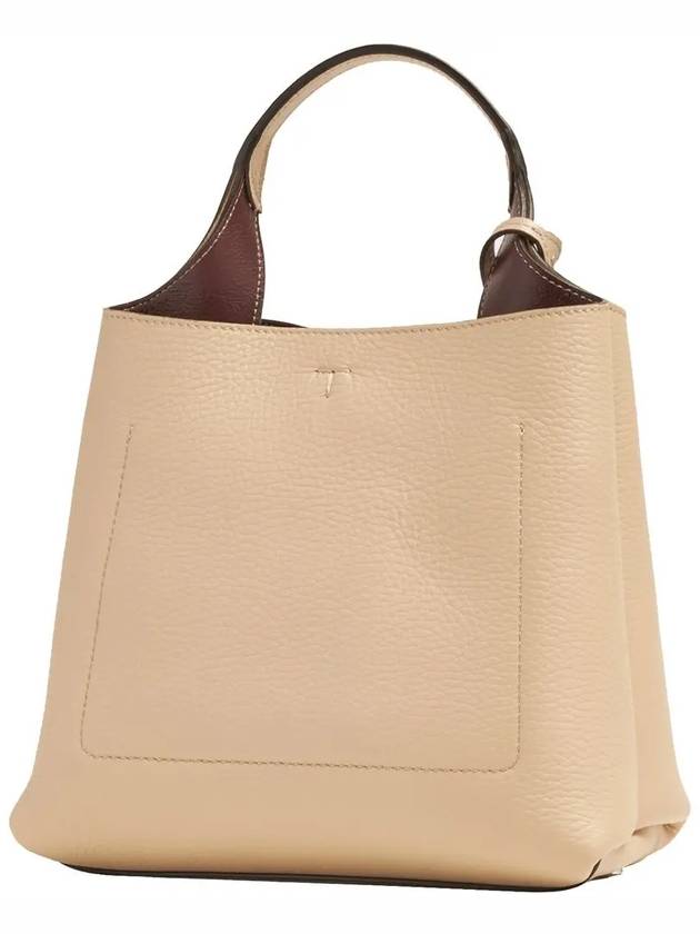 Logo Mini Leather Tote Bag Beige - TOD'S - BALAAN 4