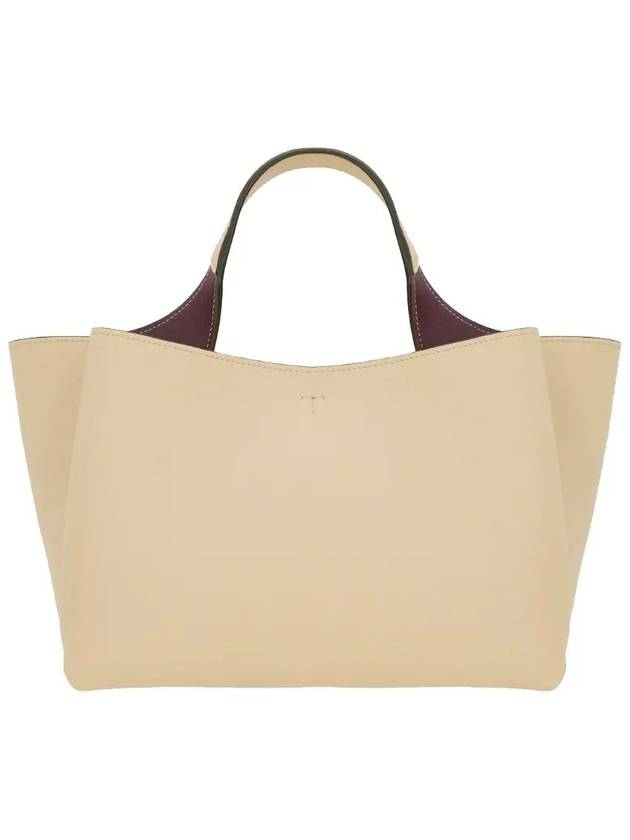 T Timeless Leather Mini Tote Bag Beige - TOD'S - BALAAN 4