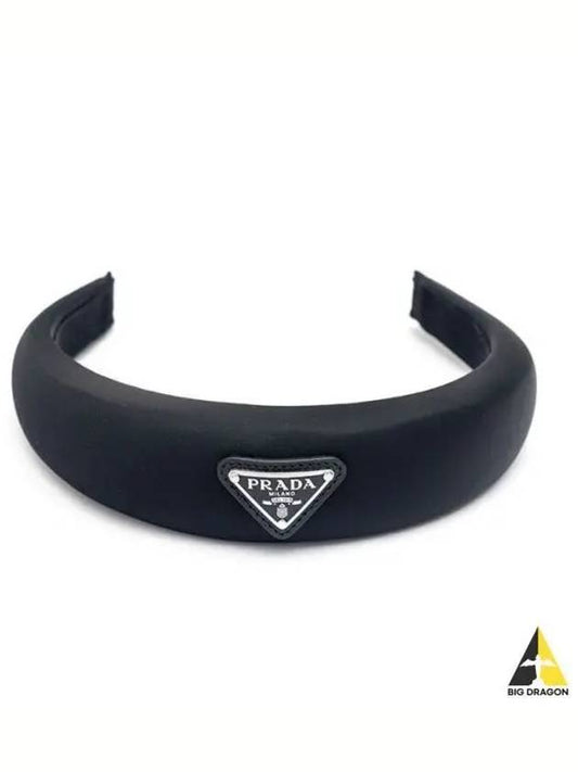 Re-Nylon Triangle Logo Band Hair Accessories Black - PRADA - BALAAN 2