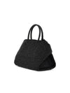 Hug Gancini Medium Raffia Tote Bag Black - SALVATORE FERRAGAMO - BALAAN 3