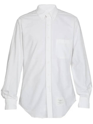 Oxford Grosgrain Placket Cotton Long Sleeve Shirt White - THOM BROWNE - BALAAN 1