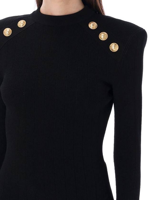 Button detail knit top black - BALMAIN - BALAAN 4