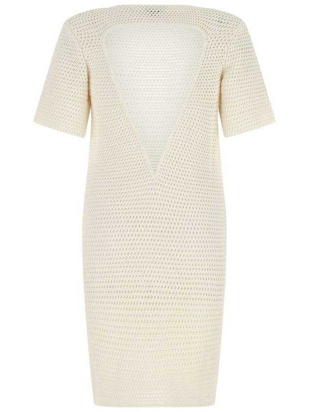 Women's Crochet Bag Cutout Short Sleeve Midi Dress White - BOTTEGA VENETA - BALAAN 3