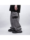 BBD Graffiti Logo Wide Denim Cargo Pants Gray - BLACKBLOND - BALAAN 2