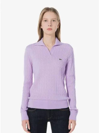 Women s Cable Open Collar Sweater AF197E 54N GFU Domestic Product GQ2N24073051777 - LACOSTE - BALAAN 1