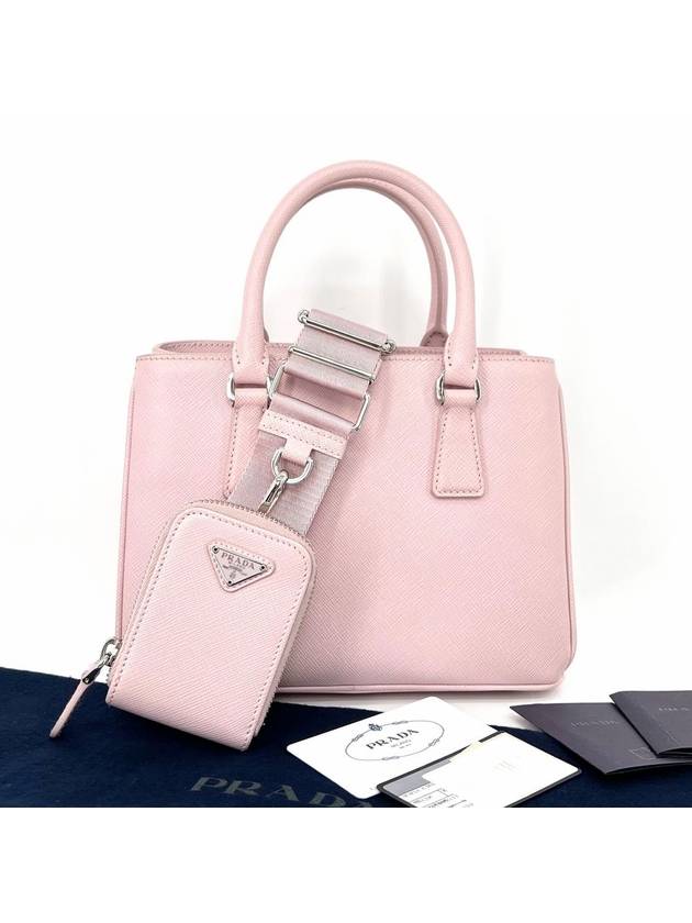 Saffiano Lux Micro Tote Bag and Cross Light Pink 1BA296 - PRADA - BALAAN 3