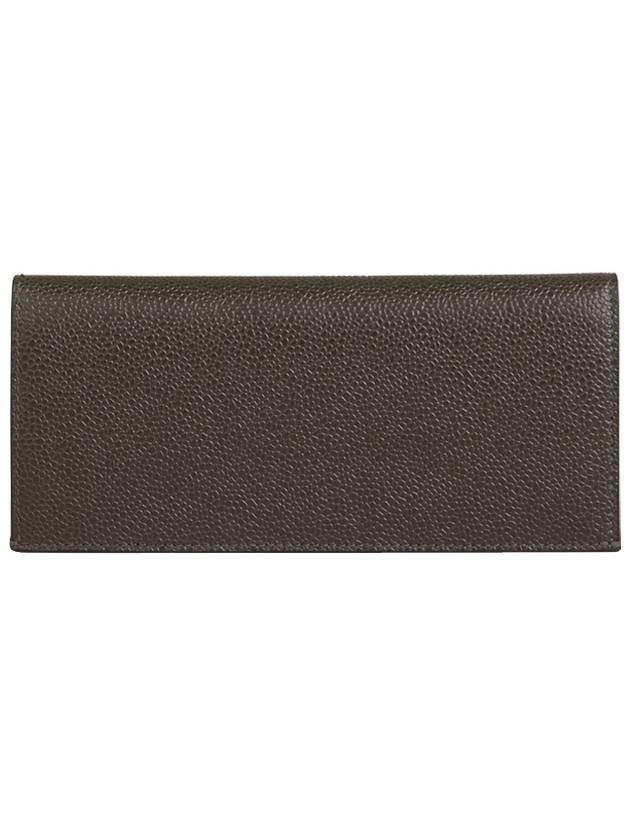 Men's Logo Pebble Grain Leather Long Wallet Brown - THOM BROWNE - BALAAN 3