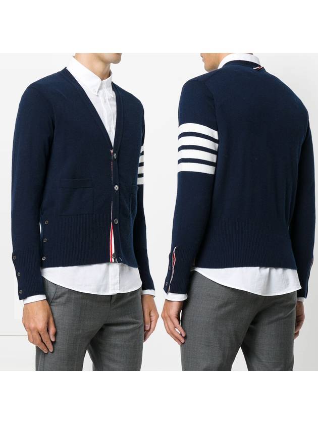 Men's Diagonal Classic Cashmere Cardigan Navy - THOM BROWNE - BALAAN 2