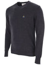 Men's ORB Embroidered Logo Wool Knit Top Black - VIVIENNE WESTWOOD - BALAAN 4