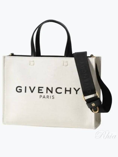 Small Canvas Tote Bag Beige Black - GIVENCHY - BALAAN 2