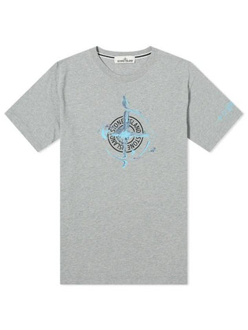 Marble One Logo Print Short Sleeve T-Shirt Grey - STONE ISLAND - BALAAN 1