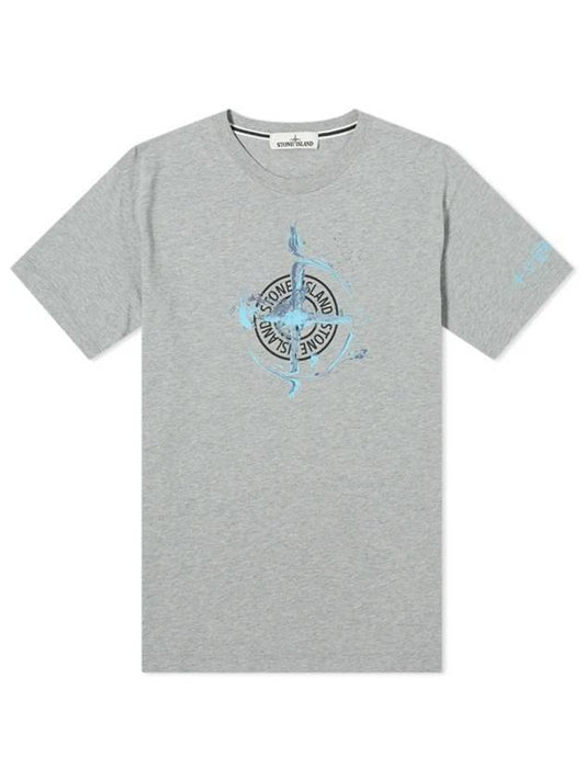 Marble One Logo Print Short Sleeve T-Shirt Grey - STONE ISLAND - BALAAN 1