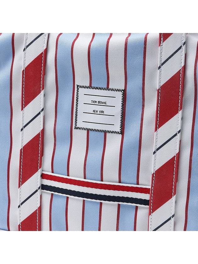 Logo Patch Stripe Tool Medium Tote Bag Light Blue - THOM BROWNE - BALAAN 7