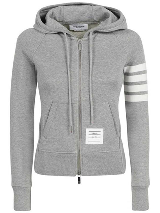 Engineered 4-Bar Stripe Loopback Jersey Knit Zip Up Hoodie Light Grey - THOM BROWNE - BALAAN 2