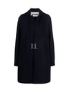 Handwarmer Pocket Midi Wool Single Coat Navy - JIL SANDER - BALAAN 2