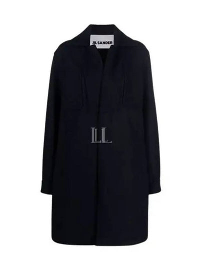 Handwarmer Pocket Midi Wool Single Coat Navy - JIL SANDER - BALAAN 2