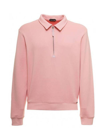 Zipper Long Sleeve T-Shirt Pink - TOM FORD - BALAAN 1