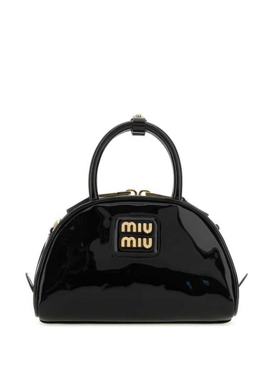 Patent Leather Top Handle Shoulder Bag Black - MIU MIU - BALAAN 1