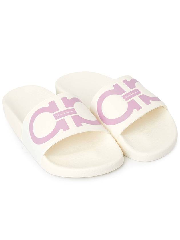 Salvatore Gancini Printing Band Rubber Slippers White Pink - SALVATORE FERRAGAMO - BALAAN.