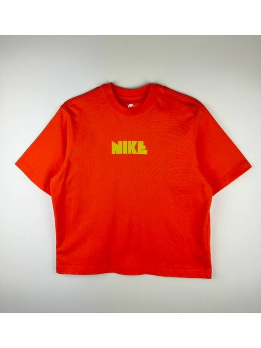 Logo Print Short Sleeve T-Shirt Orange - NIKE - BALAAN 2