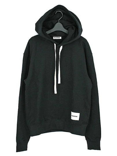 Plus Logo Patch Popover Hoodie Black - JIL SANDER - BALAAN 2