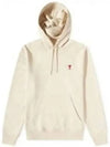 Small Heart Logo Cotton Hoodie Beige - AMI - BALAAN 2