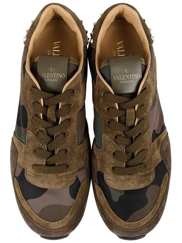 Camouflage Rockstud Low Top Sneakers Green - VALENTINO - BALAAN 4