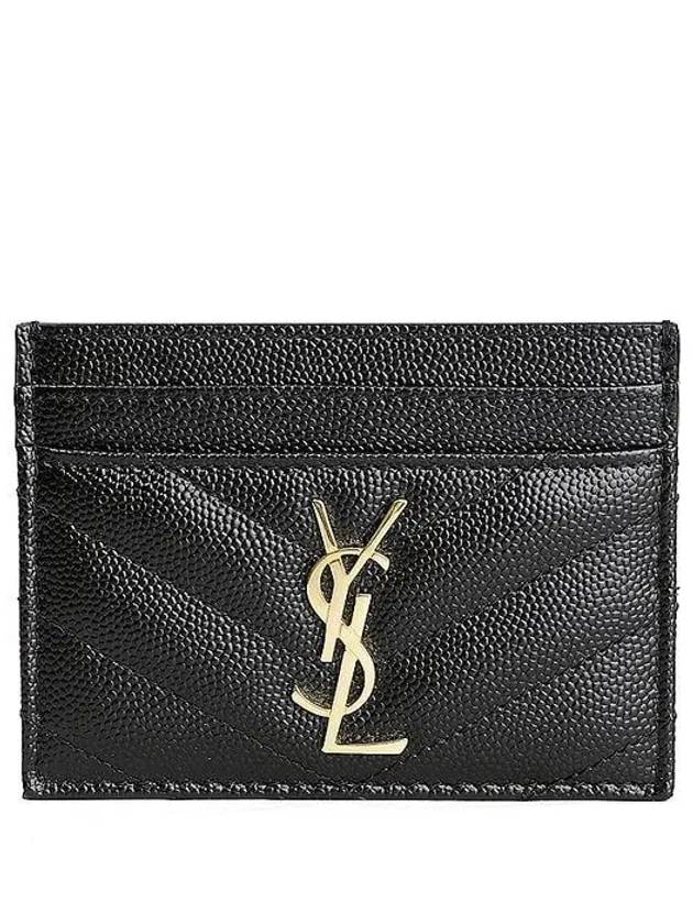 Gold Hardware Matelasse Caviar Leather Card Wallet Black - SAINT LAURENT - BALAAN 2