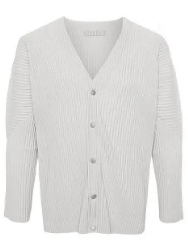 V-Neck Pleated Cardigan Grey - ISSEY MIYAKE - BALAAN 2