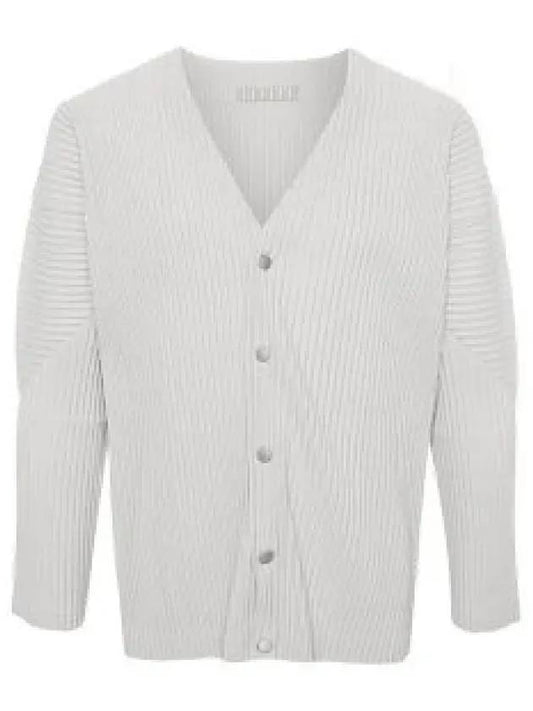 V-Neck Pleated Cardigan Grey - ISSEY MIYAKE - BALAAN 2