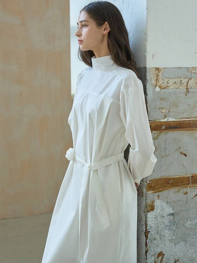 High neck belted dress ivory - MITTE - BALAAN 7