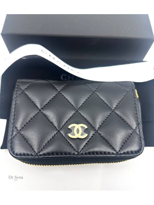 Classic Zipped Coin Purse Grained Calfskin & Gold Black - CHANEL - BALAAN 4