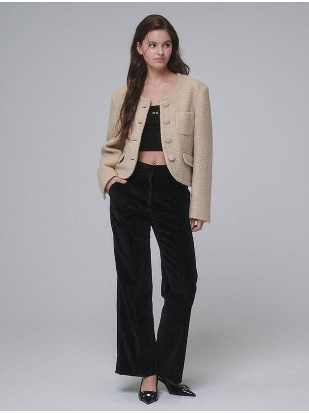 Boucle Wool Cropped Jacket Beige - OPENING SUNSHINE - BALAAN 3