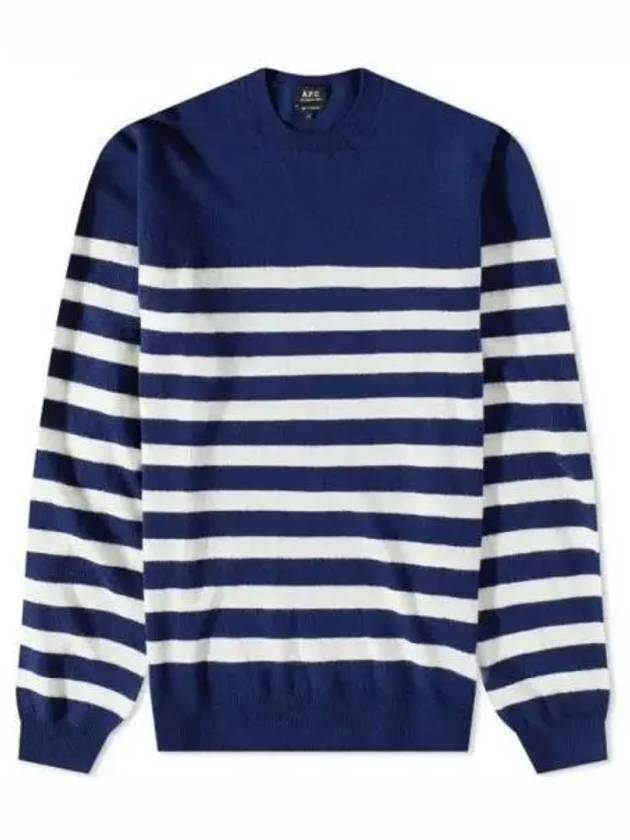 Ishmael Striped Crew Knit Top Dark Navy White - A.P.C. - BALAAN 2