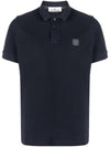 Men's Logo Patch Short Sleeve Polo Shirt Navy - STONE ISLAND - BALAAN 1